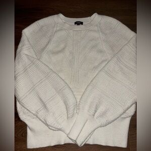 Express white open stitch crewneck sweater